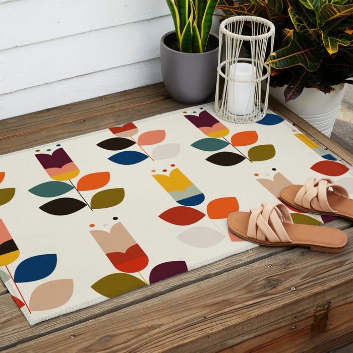 mid modern geometric spring Outdoor Rug Gallery Image 2