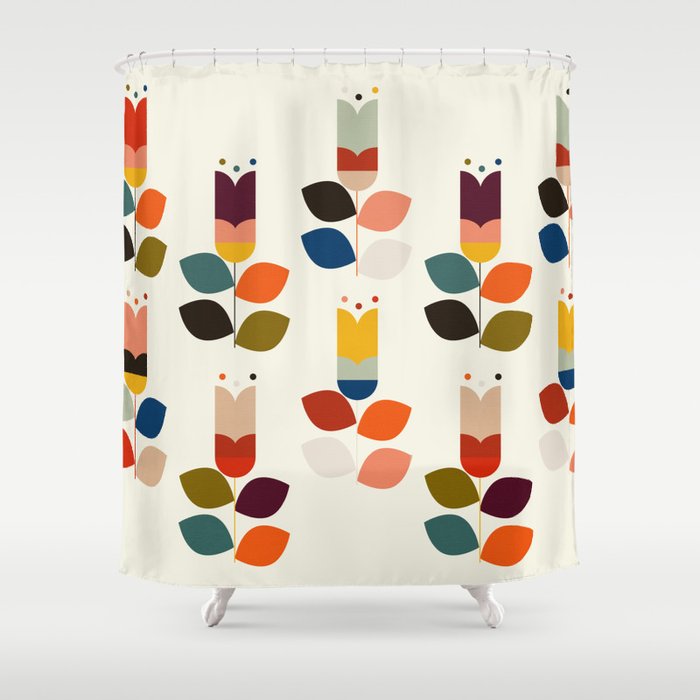 mid modern geometric spring Shower Curtain Gallery Image 1
