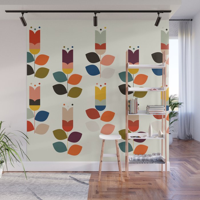 mid modern geometric spring Wall Mural Gallery Image 1