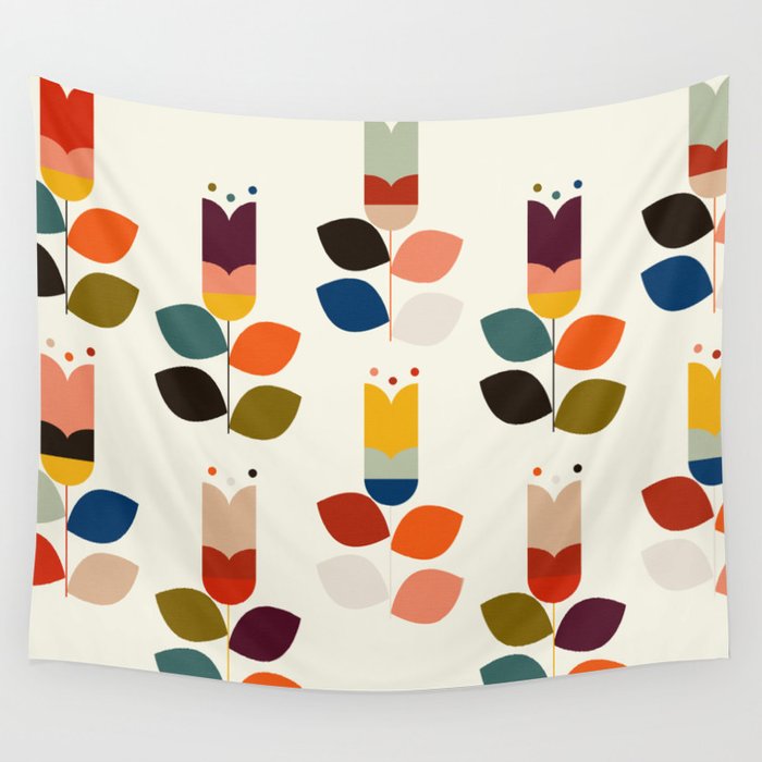mid modern geometric spring Wall Tapestry Gallery Image 1