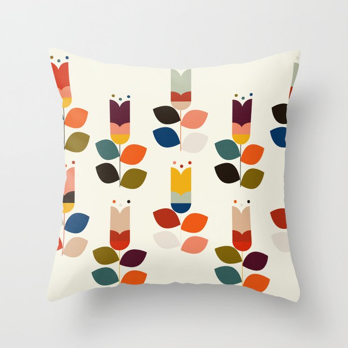 mid modern geometric spring Throw Pillow Gallery Image 1