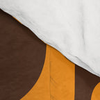Mid Century Modern Abstract Retro 70s Brown and Orange Piquet Multi Pattern Comforter Gallery Image 4