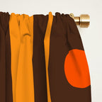 Mid Century Modern Abstract Retro 70s Brown and Orange Piquet Multi Pattern Window Curtain Gallery Image 2