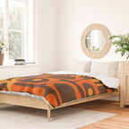 Mid Century Modern Abstract Retro 70s Brown and Orange Piquet Multi Pattern Duvet Cover Gallery Image 2
