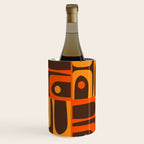 Mid Century Modern Abstract Retro 70s Brown and Orange Piquet Multi Pattern Wine Chiller Gallery Image 1