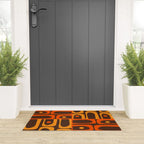 Mid Century Modern Abstract Retro 70s Brown and Orange Piquet Multi Pattern Welcome Mat Gallery Image 3