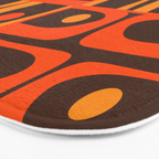 Mid Century Modern Abstract Retro 70s Brown and Orange Piquet Multi Pattern Bath Mat Gallery Image 3