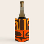 Mid Century Modern Abstract Retro 70s Brown and Orange Piquet Multi Pattern Wine Chiller Gallery Image 3