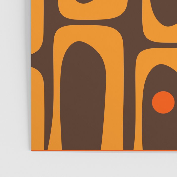 Mid Century Modern Abstract Retro 70s Brown and Orange Piquet Multi Pattern Poster Gallery Image 3