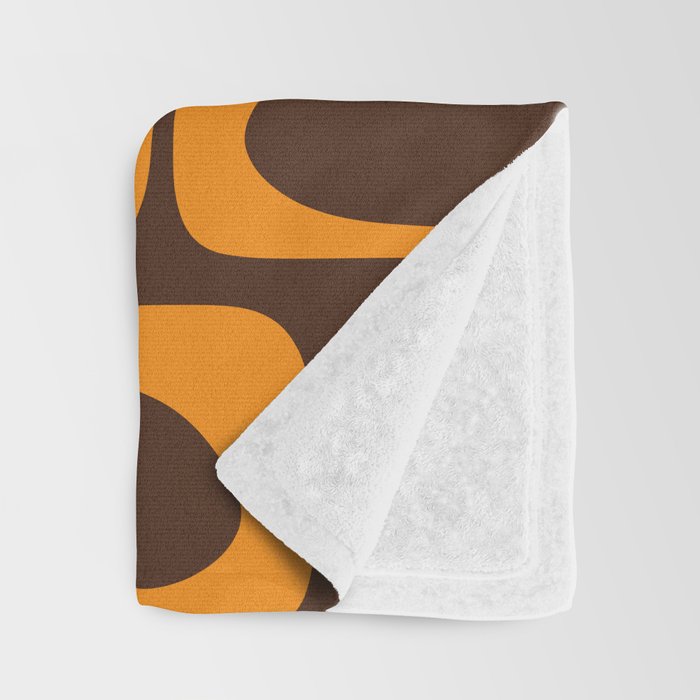 Mid Century Modern Abstract Retro 70s Brown and Orange Piquet Multi Pattern Throw Blanket Gallery Image 3