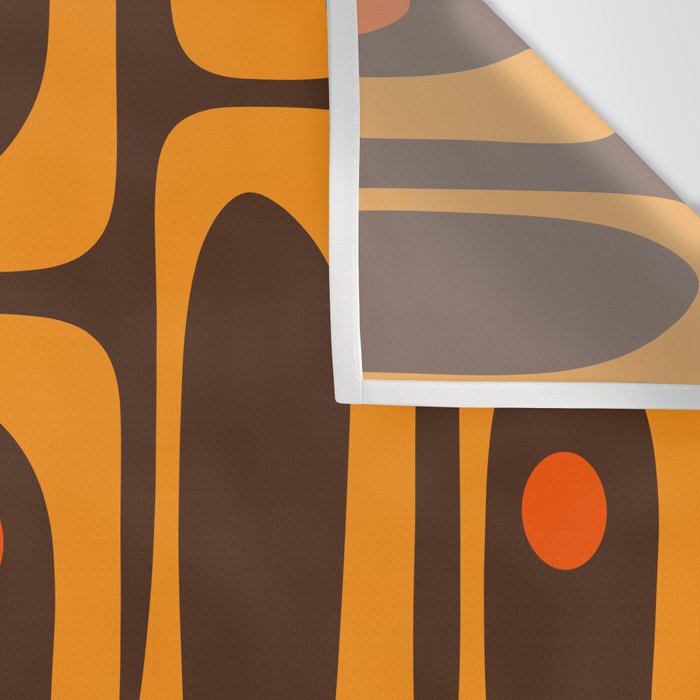 Mid Century Modern Abstract Retro 70s Brown and Orange Piquet Multi Pattern Wall Tapestry Gallery Image 3