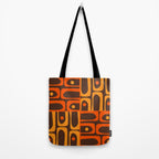 Mid Century Modern Abstract Retro 70s Brown and Orange Piquet Multi Pattern Tote Bag Gallery Image 2