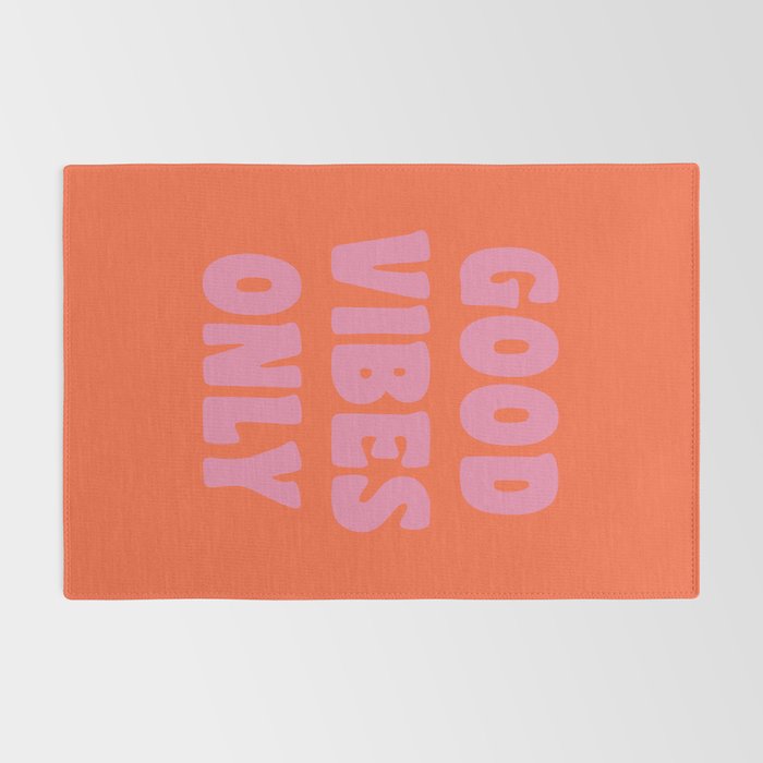 Retro Good Vibes Only Lettering in Pink and Orange Rug Gallery Image 2