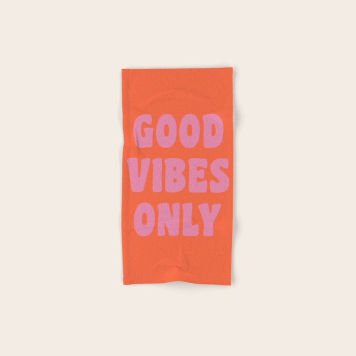 Retro Good Vibes Only Lettering in Pink and Orange Towels Gallery Image 1