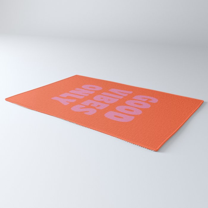 Retro Good Vibes Only Lettering in Pink and Orange Rug Gallery Image 3