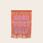 Retro Good Vibes Only Lettering in Pink and Orange Wall Hanging Gallery Image 1