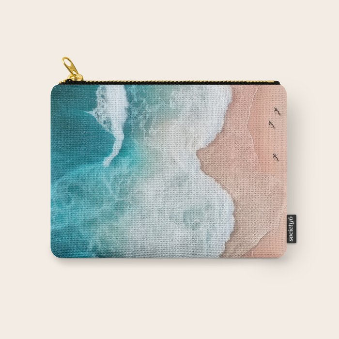 Peach Sand and Blue Sea - Coastal Aerial Photography Carry All Pouch Gallery Image 1