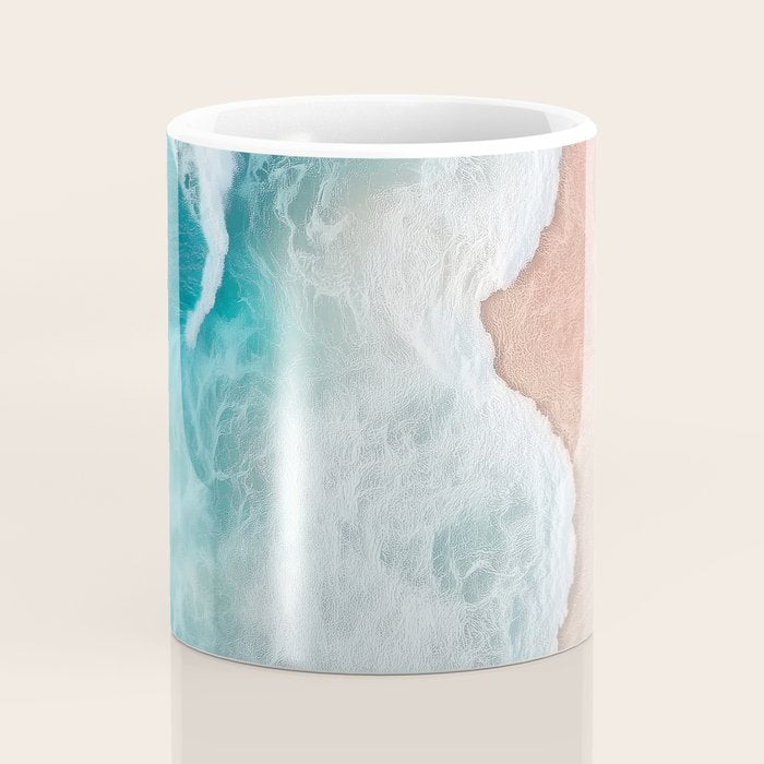 Peach Sand and Blue Sea - Coastal Aerial Photography Coffee Mug Gallery Image 4
