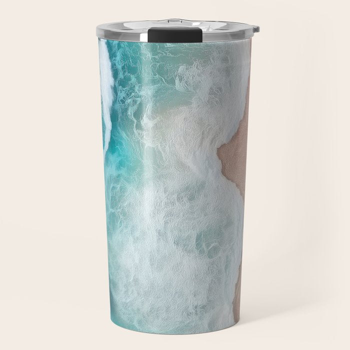 Peach Sand and Blue Sea - Coastal Aerial Photography Travel Mug Gallery Image 1