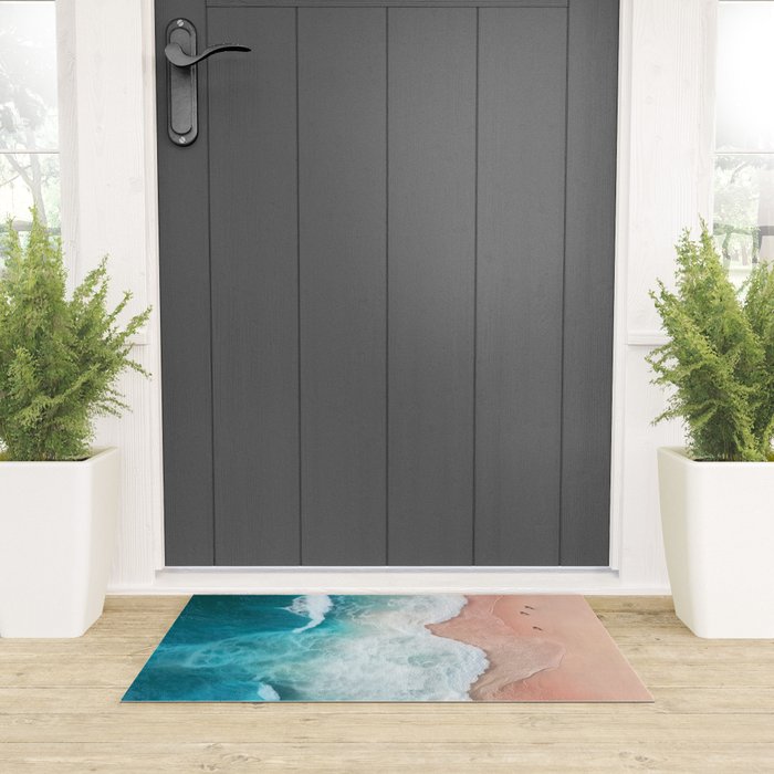 Peach Sand and Blue Sea - Coastal Aerial Photography Welcome Mat Gallery Image 3