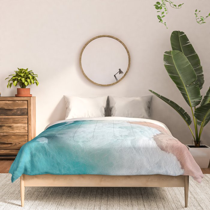 Peach Sand and Blue Sea - Coastal Aerial Photography Comforter Gallery Image 3