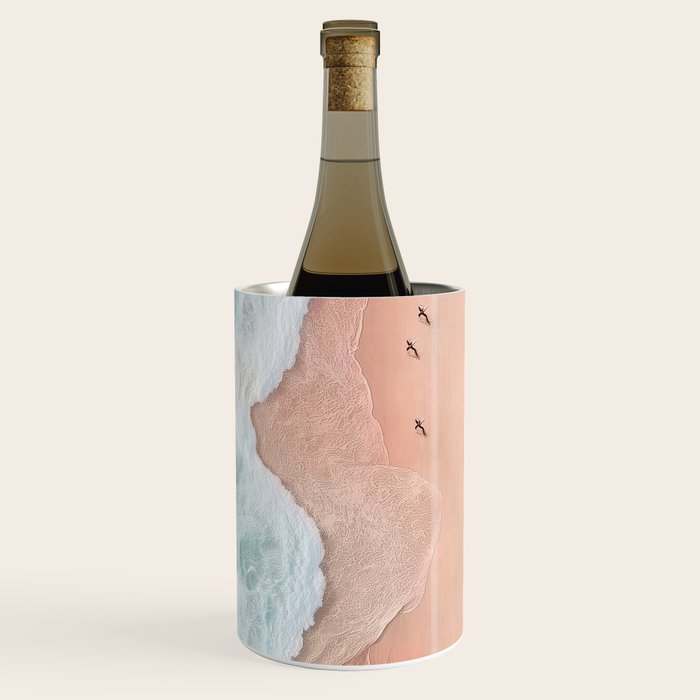 Peach Sand and Blue Sea - Coastal Aerial Photography Wine Chiller Gallery Image 3