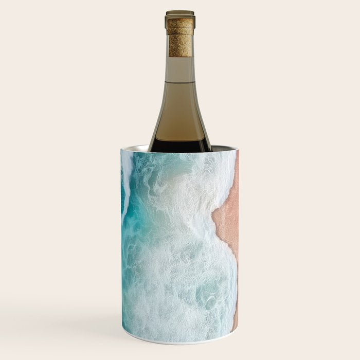 Peach Sand and Blue Sea - Coastal Aerial Photography Wine Chiller Gallery Image 1