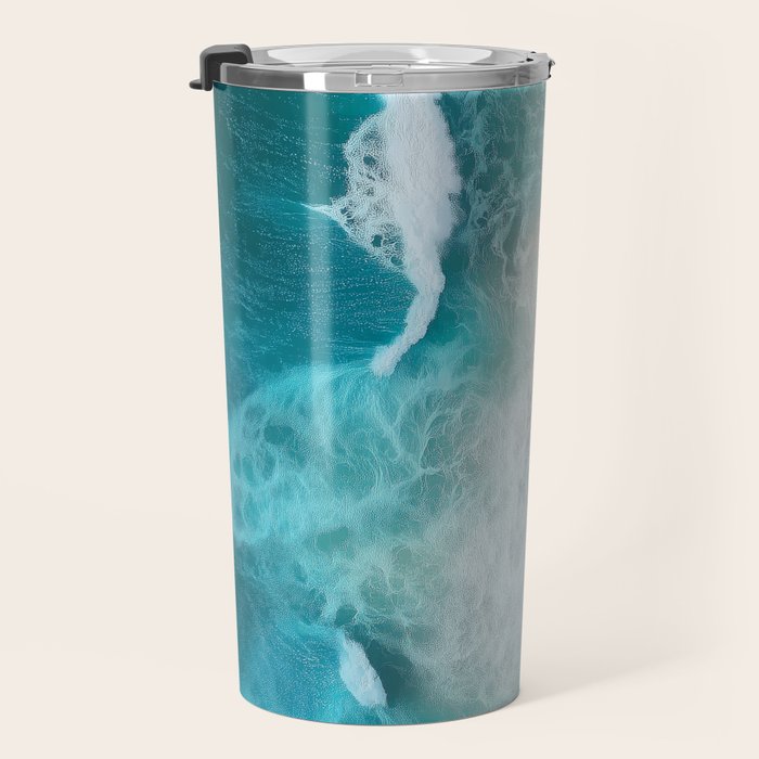 Peach Sand and Blue Sea - Coastal Aerial Photography Travel Mug Gallery Image 3