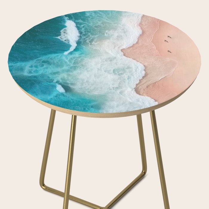 Peach Sand and Blue Sea - Coastal Aerial Photography Side Table Gallery Image 2