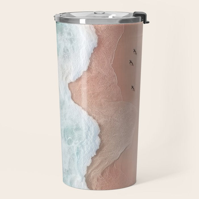 Peach Sand and Blue Sea - Coastal Aerial Photography Travel Mug Gallery Image 2