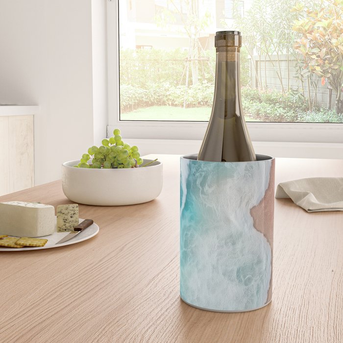 Peach Sand and Blue Sea - Coastal Aerial Photography Wine Chiller Gallery Image 4