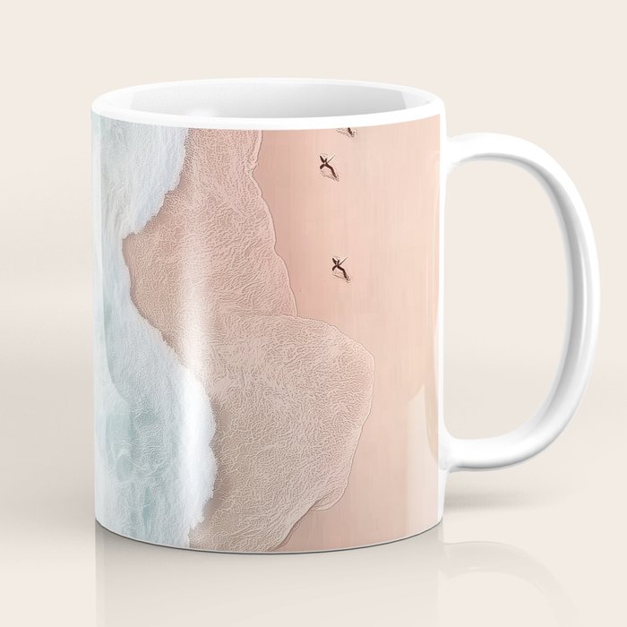Peach Sand and Blue Sea - Coastal Aerial Photography Coffee Mug Gallery Image 1