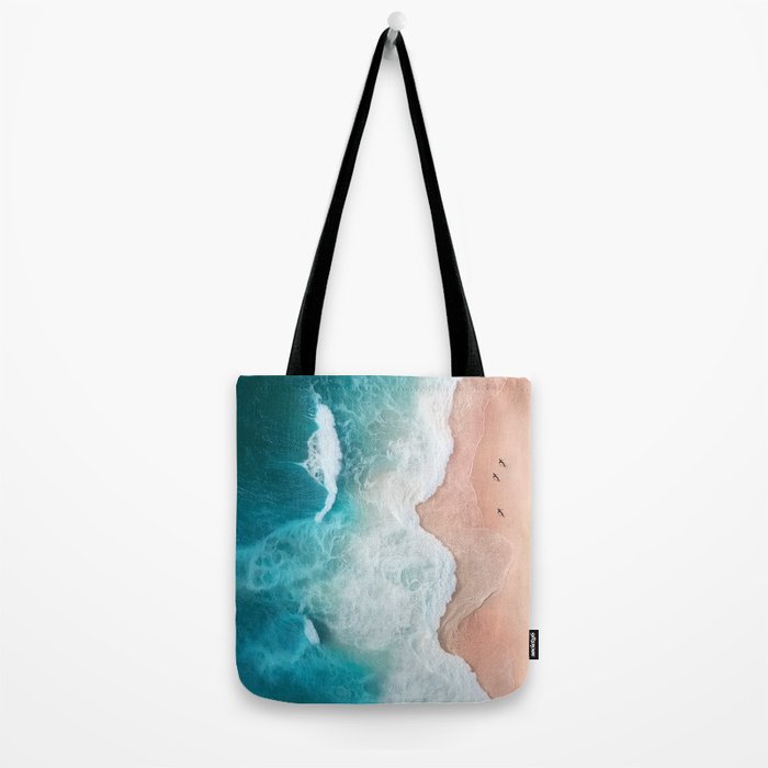 Peach Sand and Blue Sea - Coastal Aerial Photography Tote Bag Gallery Image 2