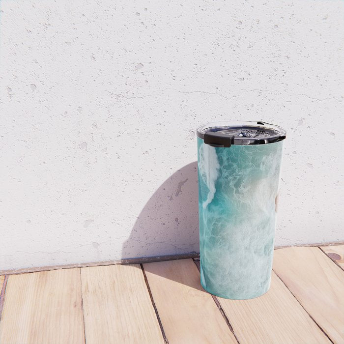Peach Sand and Blue Sea - Coastal Aerial Photography Travel Mug Gallery Image 4