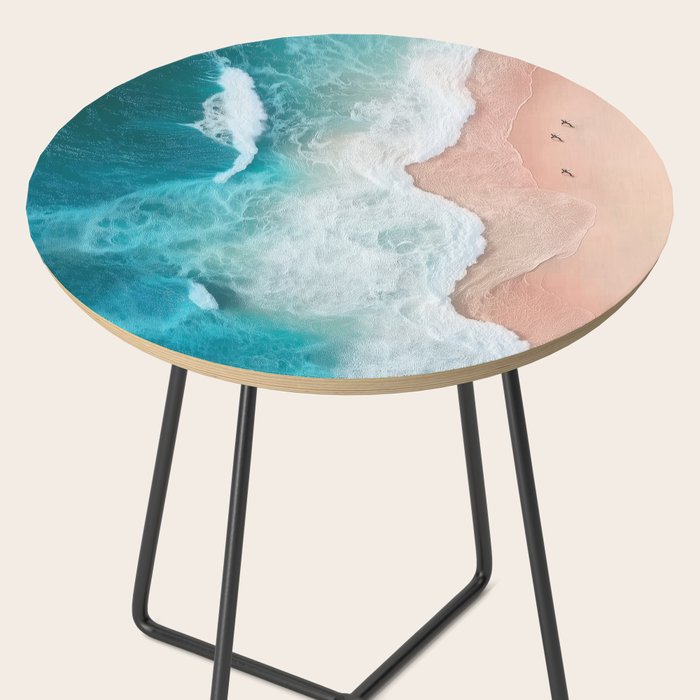 Peach Sand and Blue Sea - Coastal Aerial Photography Side Table Gallery Image 2