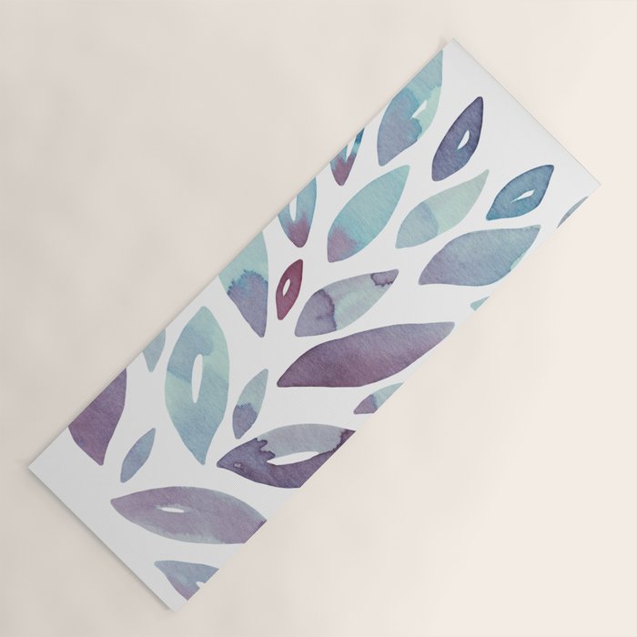 Watercolor floral petals - purple and blue Yoga Mat