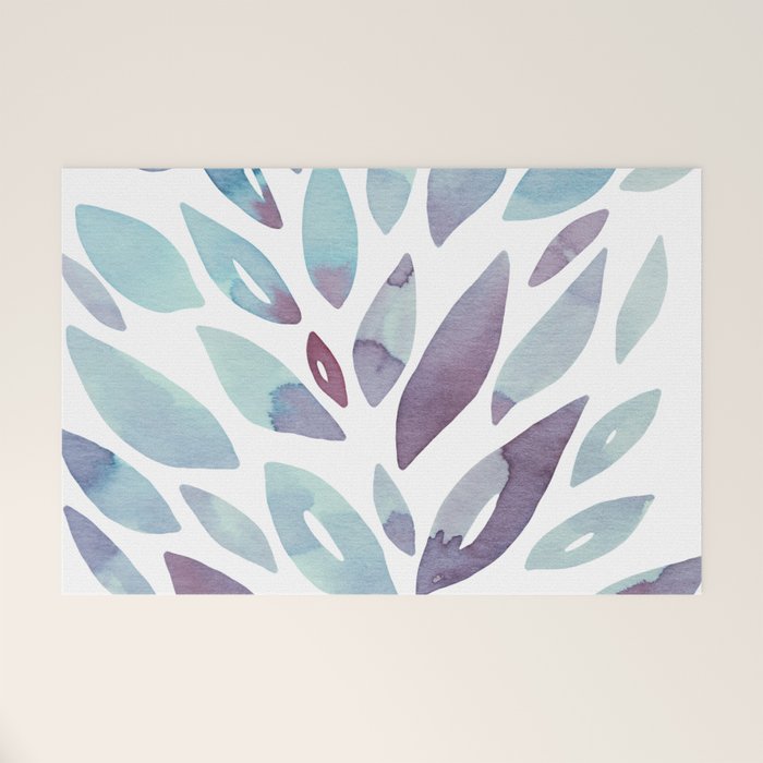 Watercolor floral petals - purple and blue Welcome Mat Gallery Image 1