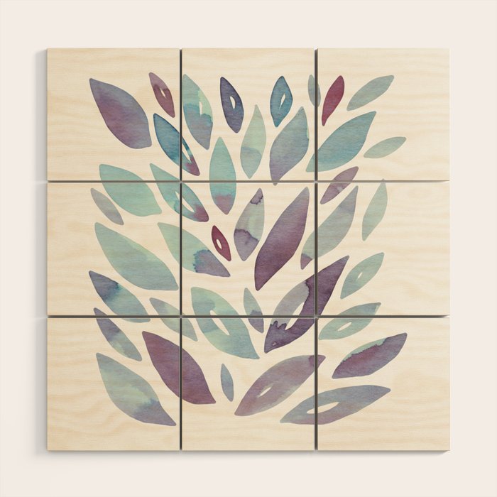 Watercolor floral petals - purple and blue Wood Wall Art Gallery Image 1