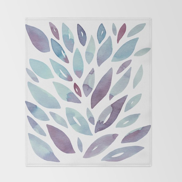 Watercolor floral petals - purple and blue Throw Blanket Gallery Image 2