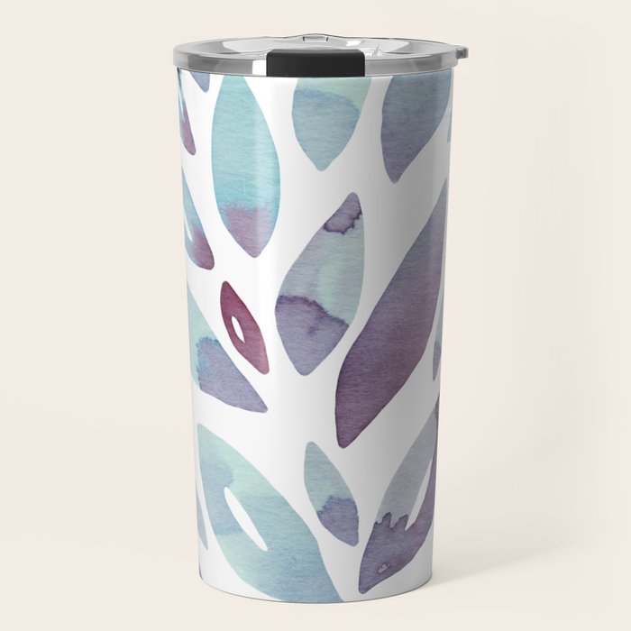 Watercolor floral petals - purple and blue Travel Mug Gallery Image 1