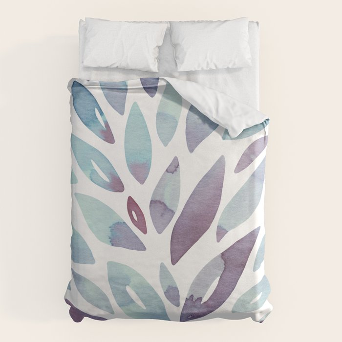 Watercolor floral petals - purple and blue Duvet Cover Gallery Image 1