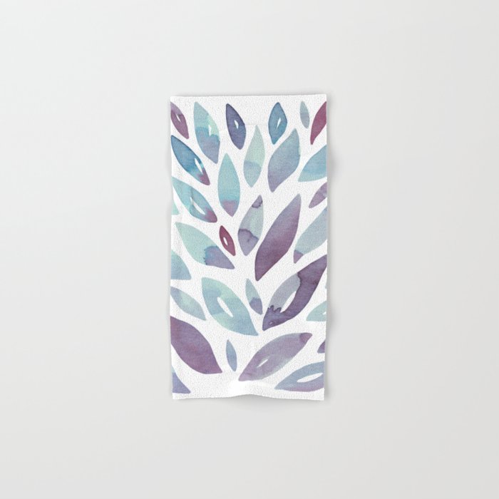 Watercolor floral petals - purple and blue Bath Towel Gallery Image 1