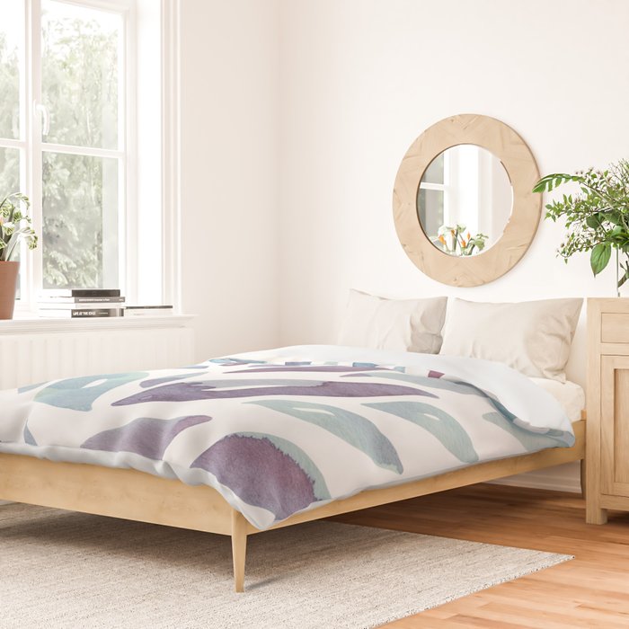 Watercolor floral petals - purple and blue Duvet Cover Gallery Image 2