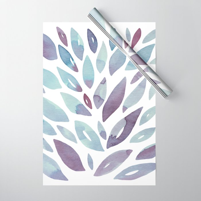 Watercolor floral petals - purple and blue Wrapping Paper Gallery Image 1