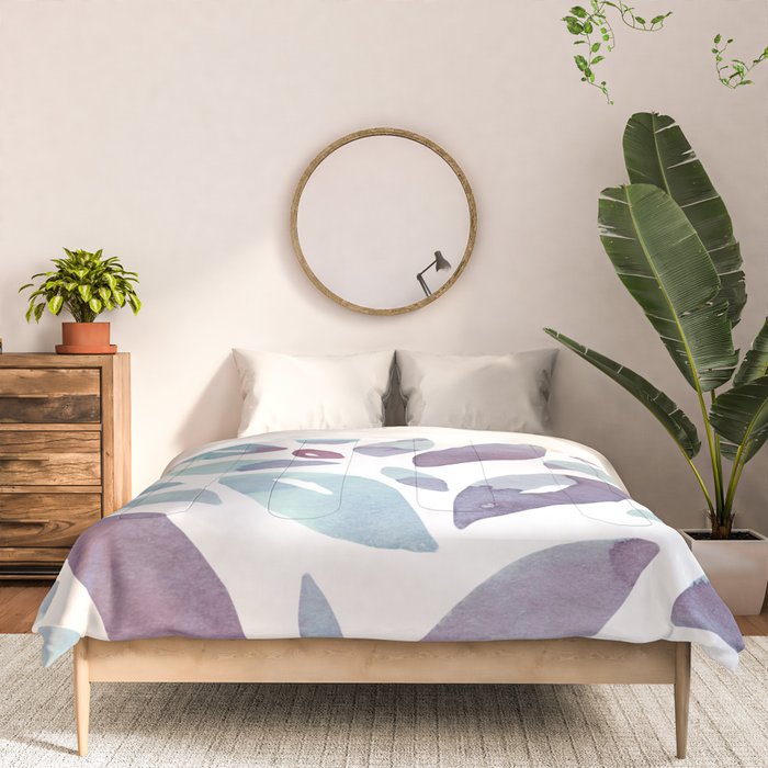 Watercolor floral petals - purple and blue Comforter Gallery Image 3