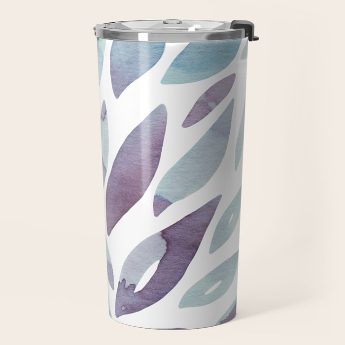 Watercolor floral petals - purple and blue Travel Mug Gallery Image 2
