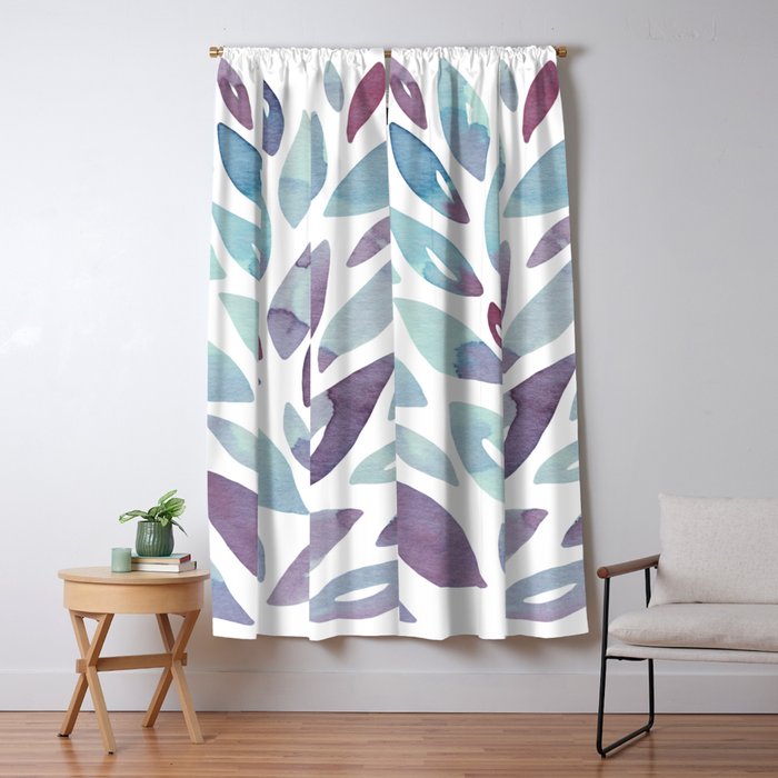 Watercolor floral petals - purple and blue Window Curtain Gallery Image 1