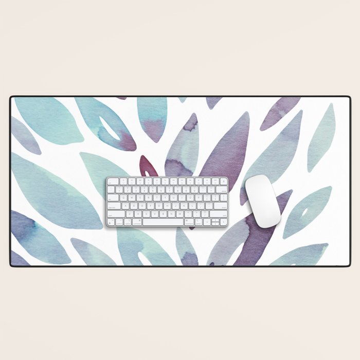 Watercolor floral petals - purple and blue Desk Mat Gallery Image 1