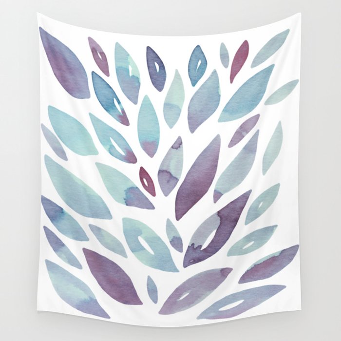 Watercolor floral petals - purple and blue Wall Tapestry Gallery Image 4