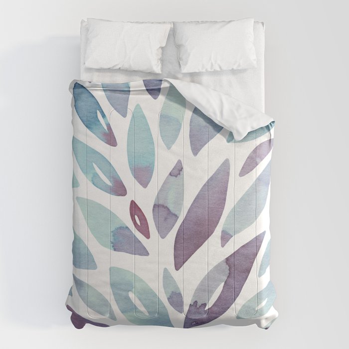 Watercolor floral petals - purple and blue Comforter Gallery Image 1